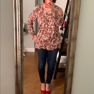 🌻 Rust Floral Cutout Top